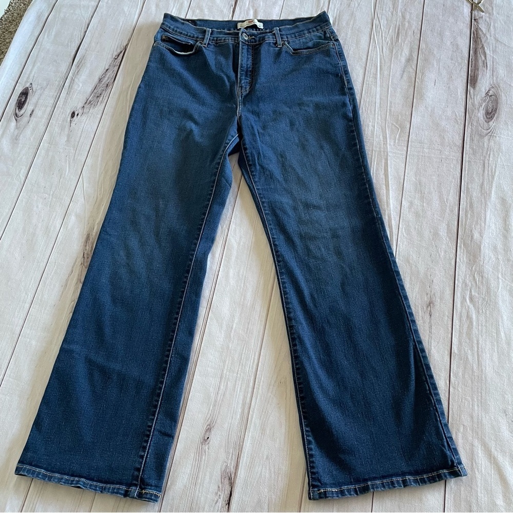 Levi’s Perfectly Slimming 512 Bootcut Jeans Women’s 14 R Blue Studded Coastal - Picture 1 of 14